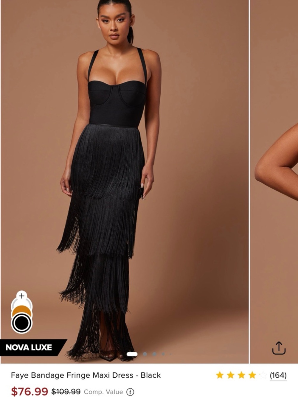 Fashion Nova Black Fringe Bustier Dress